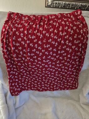 St. John's Bay Red Midi Skirt with White Floral Print
